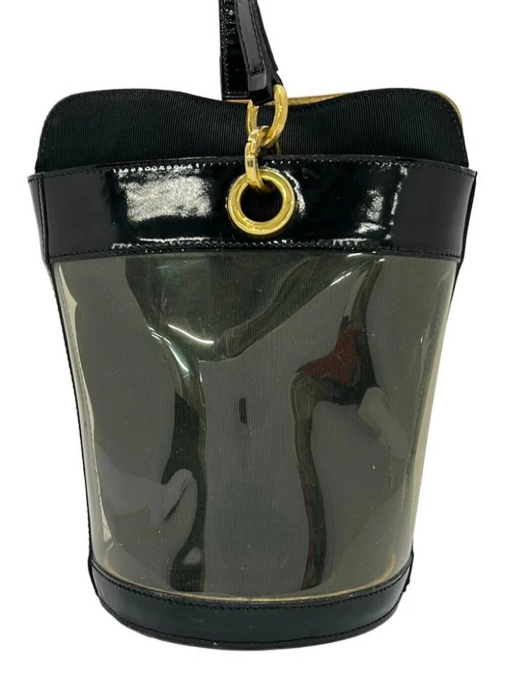 Salvatore Ferragamo Gancini Clear Black Vinyl Patent Leather Chemical Fiber - Picture 3 of 9